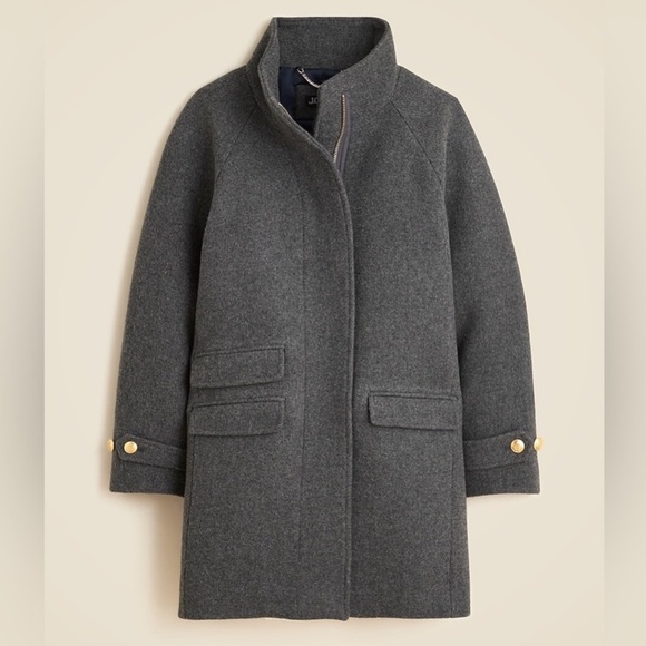 J. Crew Jackets & Blazers - J.CREW Women Size 8P Heather Gray Toscana Coat Italian Stadium-cloth Wool‎ Blend